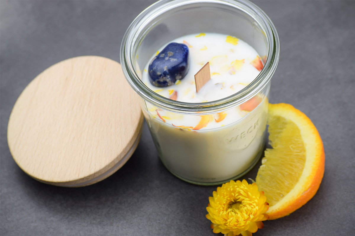 Aromakerze Petigrain Sodalith